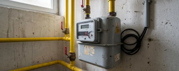 Chef d'entreprise analysant ses factures de gaz dans un cadre industriel